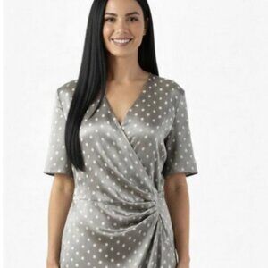 Escada by Margaretha Ley Dress Vintage Silk Midi Faux Wrap Polka Dots sz 42